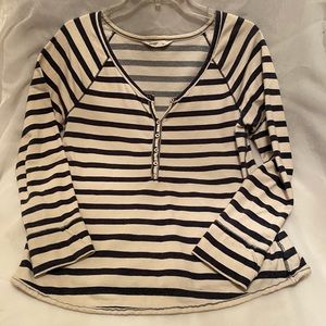 Navy & White Long Sleeve with Buttons